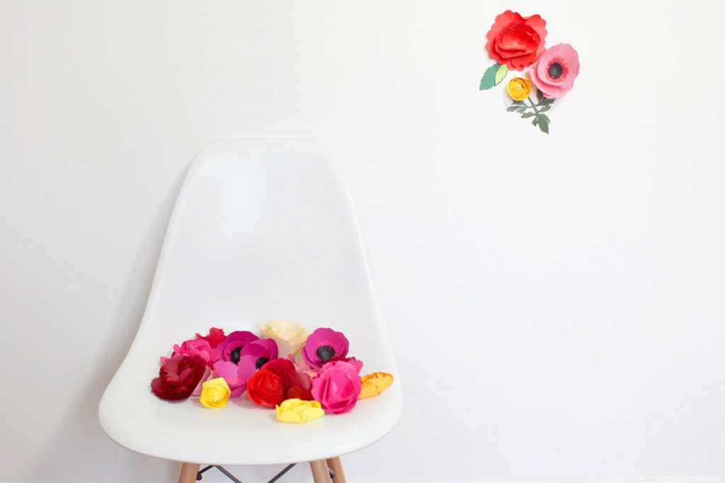 Chaise eames, paper, fleurs en papier